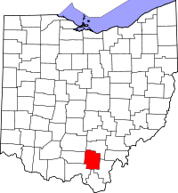 Округ Джексон на мапі штату Огайо highlighting