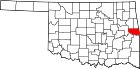Harta statului Oklahoma indicând comitatul Sequoyah