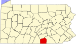 Map of Pennsylvania highlighting Adams County.svg