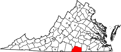 Locatie van Mecklenburg County in Virginia