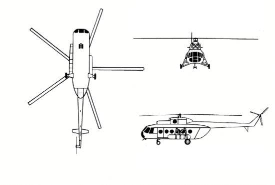 Mi-8 u tri projekcije.