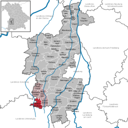 Läget för Mittelneufnach i Landkreis Augsburg
