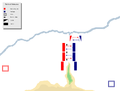 Roman left wing, center and cavalry charging the respective Carthaginian forces.
