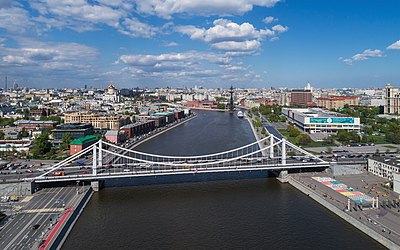 Die Moskwa-rivier in Moskou, soos op 18 Mei 2017.