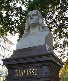 Buste de Chamisso à Berlin, dans le parc de Monbijou.