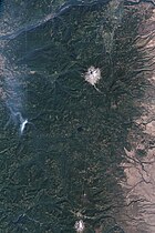 Satellite image of part of the forest, including Mount Hood