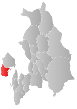 Mapa do condado de Akershus com Asker em destaque.