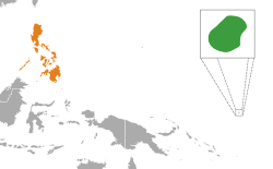 Mapa označující umístění Nauru a Filipín