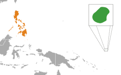 Mapa označující umístění Nauru a Filipín