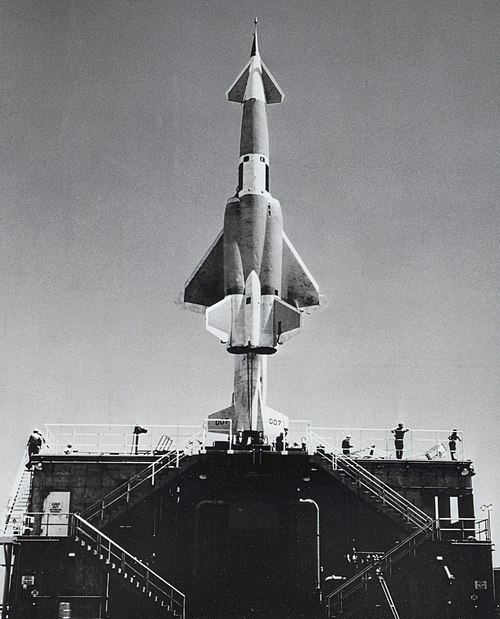 Navaho missile on launch pad