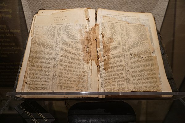 The Book of Ezekiel on display in the Ezekiel Airship exhibit at the Northeast Texas Rural Heritage Center and Museum in Pittsburg, Texas (United Stat