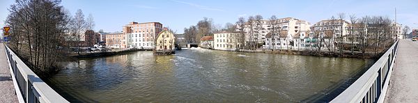 Panoramic view of the northern downtown Forsbron part of Nyköping (2010)