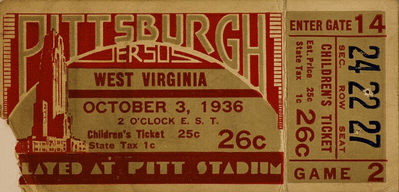 File:October 3, 1936 ticket stub for the Pitt versus West Virginia football game.jpg
