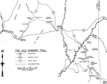 Route of the Old Spanish Trail within southeastern Utah.