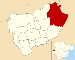 Location of Old Harlow ward Old Harlow ward in Harlow 1976.svg