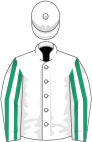 White, emerald green striped sleeves