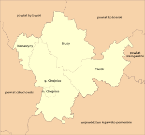 Chojnicki powiat en el mapa