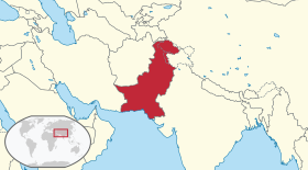 Karte mit eingezeichneter Lage von Pakistan