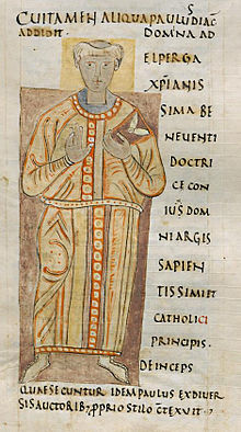 Portrait of Paulus Diaconus from a 10th-century manuscript (Laurentian Library Plut. 65.35 fol. 34r)