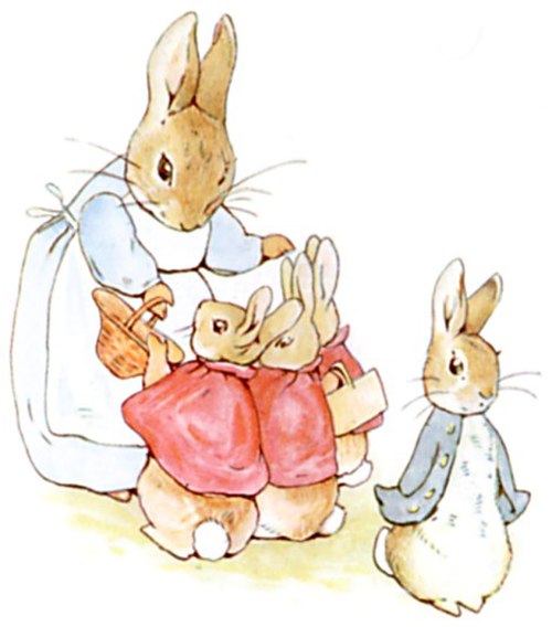 Peter Rabbit with his family, from The Tale of Peter Rabbit by Beatrix Potter, 1902