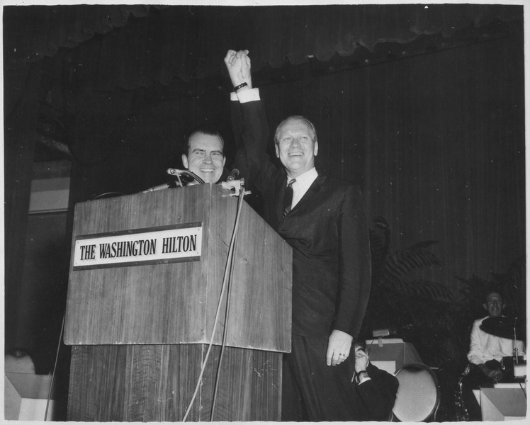 File:Photograph of Representative Gerald R. Ford Introducing President Richard M. Nixon at the Washington Hilton Hotel... - NARA - 186978.tif