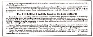 After the school was built for $250,000, it was found that an additional $100,000 was needed. Piedmont High School notice.jpg