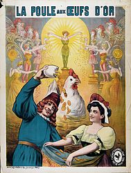 Affiche van Cândido Aragonez de Faria voor de Pathé-film La poule aux oeufs d'or, 1905