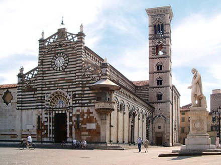 Prato Cathedral, in the town's main piazza, is about 100 metres from the Monash Prato Centre