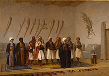 Prayer in the house of an Arnaut chief, by Jean-Leon Gerome, 1857. Prayer in the House of the Arnaut Chief by Jean-Leon Gerome.jpg