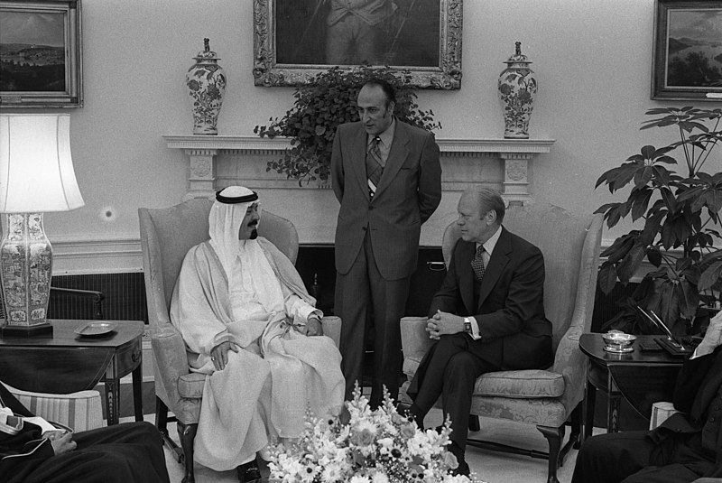 File:President Gerald R. Ford Meeting with Prince Abdullah ibn Abd al-Aziz AI-Saud, Second Deputy Prime Minister and Commander of the National Guard of Saudi Arabia, and Interpreter Najib Najjar in the Oval Office - NARA - 23869229.jpg