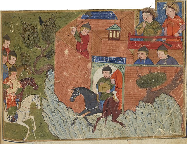 Siege of Alamut (1256) depicted in Jami' al-tawarikh by Rashid-al-Din Hamadani. Bibliothèque Nationale de France, Département des Manuscrits, Division