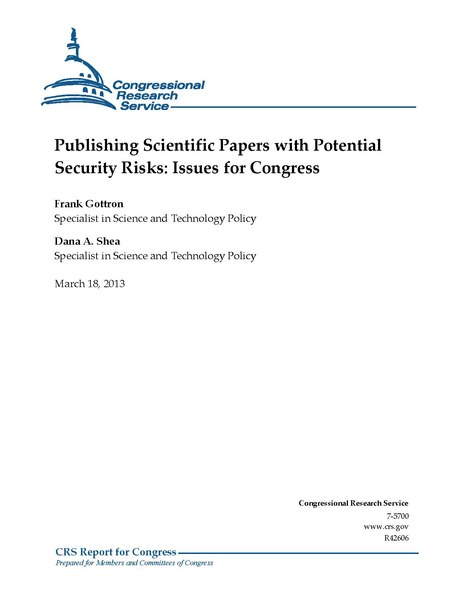 File:R42606 Publishing Scientific Papers with Potential Security Risks- Issues for Congress (IA R42606-crs).pdf