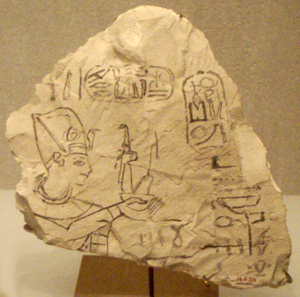 Ostracon- Ramesses IX presenting Maat (Wikipedia)