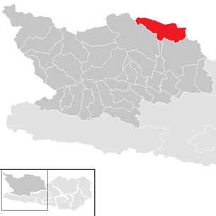 Localização do município de Rennweg am Katschberg no distrito de Spittal an der Drau (mapa clicável)