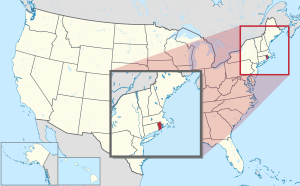 Bản đồ của Hoa Kỳ với Rhode Island được đánh dấu