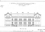 Ritning visande skolans fasadelevation mot Nordhemsgatan. Från 1875 av Bror Viktor Adler.