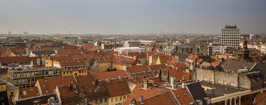 Vue panoramique depuis la Tour Ronde ou Rundetårn à Copenhague. Photo de Tony Webster