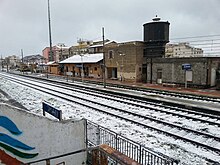 Panorama della Stazione di Santa Teresa di Riva in occasione di un'inconsueta nevicata