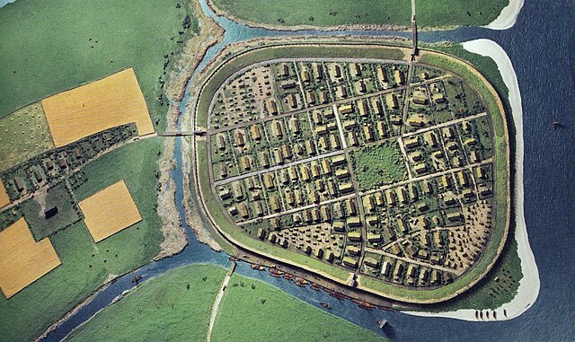 Model of the fortified Viking town Aros (late 900s), north is up