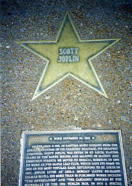 Joplin's star on the St. Louis Walk of Fame Scott Joplin St.Louis Walk of Fame 1996.jpg