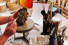 Sculpturing to produce a mould for a Christmas glass ornament