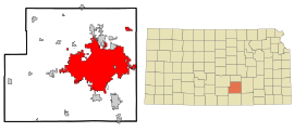 Sedgwick County Kansas Incorporated and Unincorporated areas Wichita Highlighted.svg