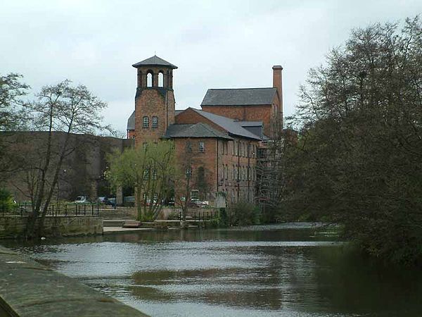 John Lombe's silk mill site today in Derby, rebuilt as Derby Silk Mill