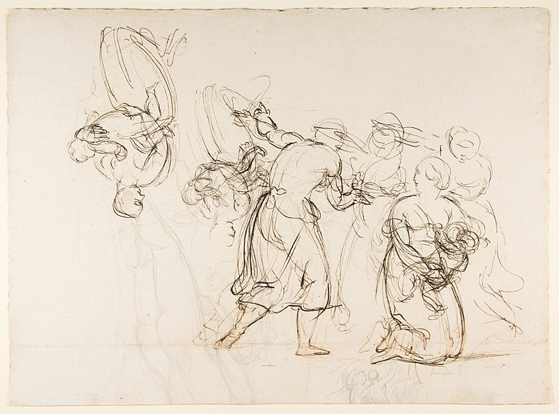 File:Sketch for the Judgment of Solomon (?); verso- Dancing Mythological Figures MET DP814120.jpg