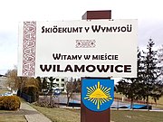 Welcome sign in Wymysorys and Polish