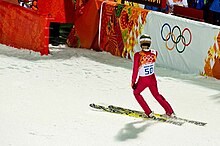 Taku Takeuchi after his jump in the normal hill competition. Sochi Kamil Stoch.jpg