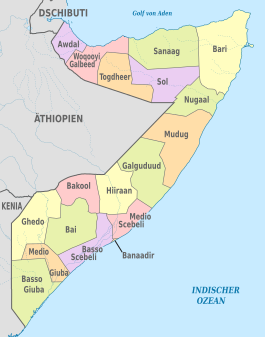 Somalia, administrative divisions - de - colored.svg