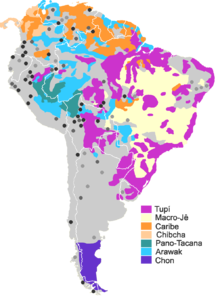 A linguistic map of South America SouthAmerican families 02.png