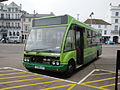 Southern Vectis 2638 River Medina (T638 AJT), an Optare Solo, in Ryde, Isle of Wight bus station, seen with its front panel removed.