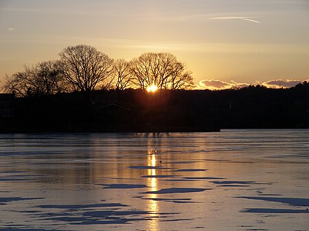 Spy pond frozen sunset